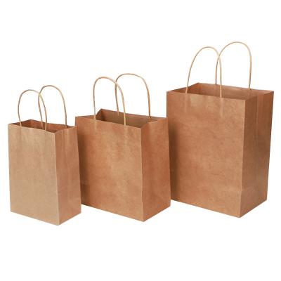 Cina Wholesale Custom Printed LOGO Brown Portable Tote Food Packing Kraft Paper Bag in vendita