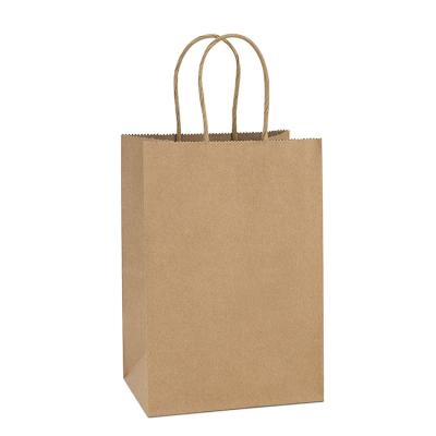 China Recycled Custom Logo Brown Paper Bags Kraft Paper Bags Tote Bulk Gift Shopping Grocery Bags zu verkaufen