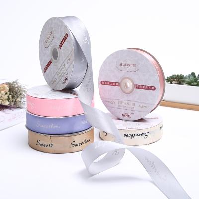 China Fashionable English wide gilding process satin ribbon customized custom decorative single face satin ribbon printing for sale