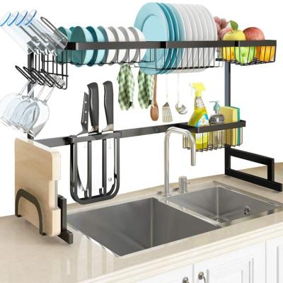 China Workable Wire Over Sink Dish Rack Kitchen Dish Storage Rack Metal Dish Drying Rack for sale