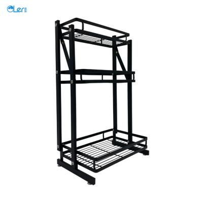 China Sustainable Collapsible Standing Metal Spice Rack Kitchen 3 Tiers Spice Rack Organizer for sale