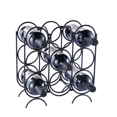 China Sustainable 3 Tier Wine Rack 9 Bottles Wine Rack Metal Wire Wine Basket Rack for sale