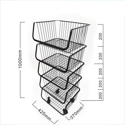 China Best-selling Stackable Metal Steel Wire Household Kitchen Storage Cleaning Vegetable Basket for sale