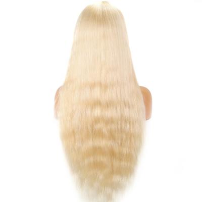 China Straight Virgin European remy human hair only HD lace wigs knots lace top wigs blonde color 613# pre sales for sale