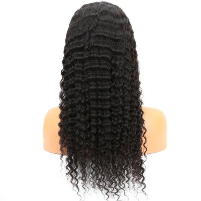 China Deep Wave HD Transparent Invisible 13X4 Lace Frontal Wig Cuticle Aligned Brazilian Virgin Hair Deep Wave Lace Headband Wig for sale