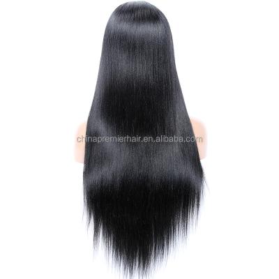 China Brazilian Straight Yaki 100% Remy Human Hair Relaxed Yaki Full Lace Wig With Baby Hair for sale