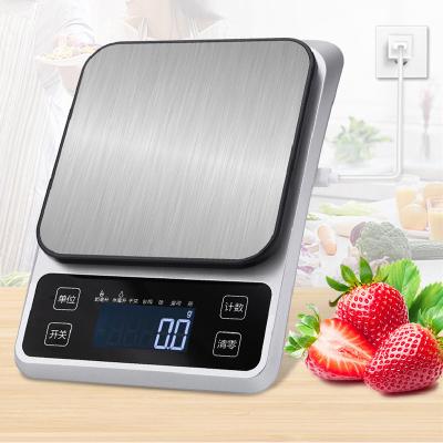 China WITH LID Household Stainless Steel 5kg 10kg Rechargeable Food Cooking Gram Scale Weighing Precisie 0.1g Electronic Bench Kitchen Scales for sale