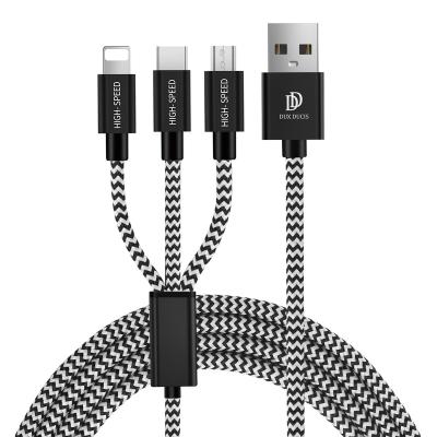 China 3 in 1 Fast Cable 3 in 1 Charging Cable Pure Copper Core Stable Braided Supportable Micro USB Data Cable for MI 2 iPhone 5s 6 Max Charger Cable for sale