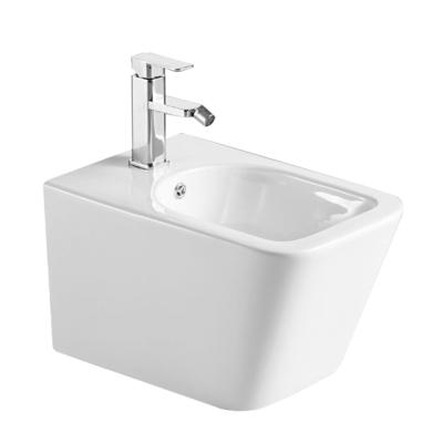 China Square Design Modern Easy Cleaning Wall Mounted Sanitary Ware With Sprayer Match With Toilet Sets Wall Hung Bidet for sale