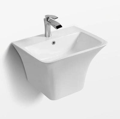 China Modern Ceramic Wall Hung Sanitary Ware Basin Bowl Ware CE Standard Bathroom Sink Popular One Piece Wall Hung Wash Basin for sale