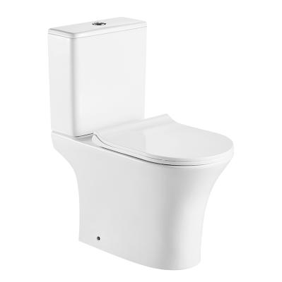 China P-Trap Bathroom Inodoro WC Double-Flow Rimless Toilet Closet CE Euro-Standard Easy Clean Two-Piece Ceramic Toilet for sale