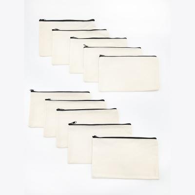 China 10pcs Fashion Beige Canvas Black Zipper Cotton Zipper Pouch Pencil Case Canvas Zipper Pouch Zipper Pouch for sale