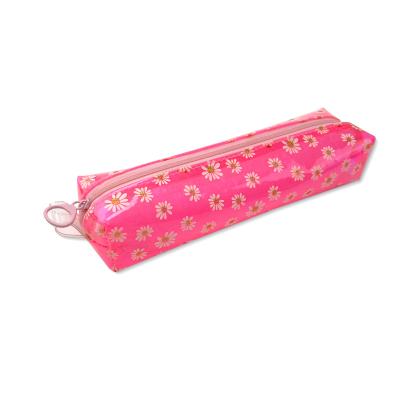 China Low Price Flower Pencil School Box Durable Pencil Bag Clear Transparent Kids Pencil Case for sale