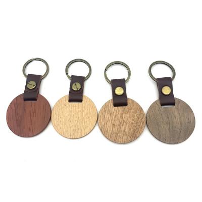 China Custom Leather Carabiner Keychains Wooden Logo Woodkeychain Blank Wooden Fashion Keychain for sale