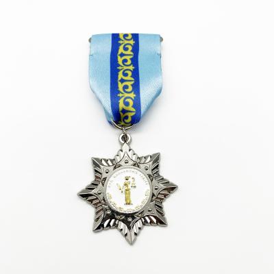 China Europe Custom Design Honorable Mention Souvenir Sports Enamel Design Metal Ribbon Medal for sale