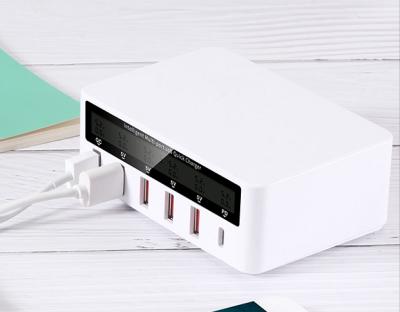 China Desktop Led Display Radio Charger Display QI 40W Fast Charging Mobile Phone 5 Ports Type C USB Fast Charging Port for sale