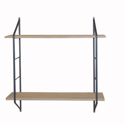 China Country 4 Tier Ironwork Storage Wall Rack With Wooden Board for sale