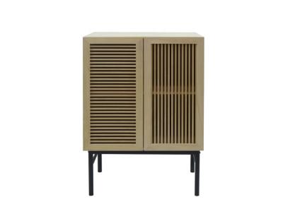 China Modern kitchen wood storage cabinets with louvered door&iron foot for sale