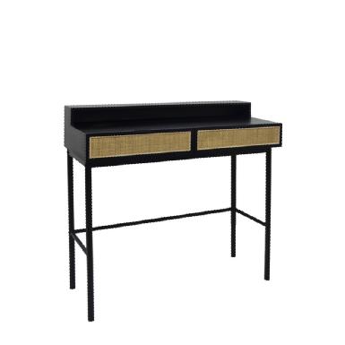 China Leg structure: K/D ironwork corner console table with modern rattan weave design for sale