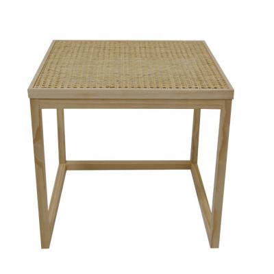 China Wood stand: K/D coffee table with rattan weave top and solid wood stand for sale