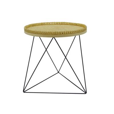 China Foot: K/D rattan weave side table with iron base for sale