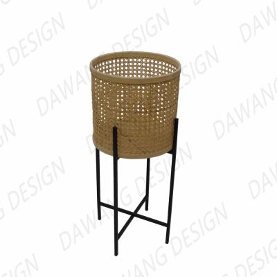 China Rattan+iron Rattan Floor Lamp Stand With Ironwork Base Ply for sale