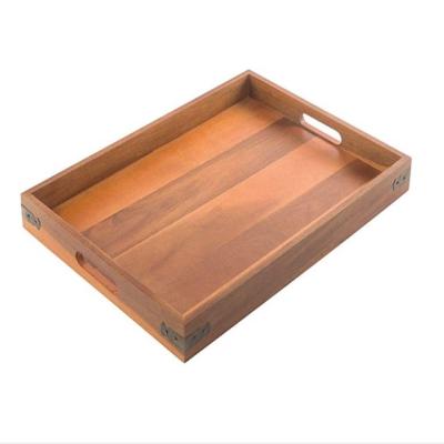 China Sustainable Rectangle Wooden Craft Plate With Handle for sale