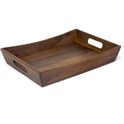 China Solid Wood Breakfast Serving Tray With Handle Customized Size for sale