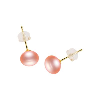 China New Arrival Cute Korean Fashion Style Simple Sterling Silver Colorful Natural Freshwater Pearl Stud Earrings Danglers S925 for sale