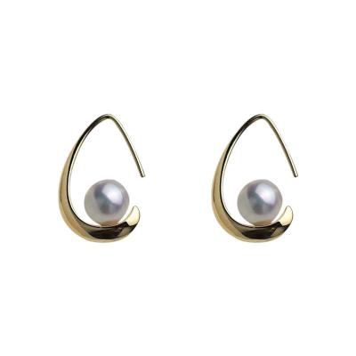 China Hot Selling Natural Freshwater Sterling Silver Earrings Cute New Products Pearl Jewelry Ear Hooks S925 Earrings For Women Mother Mom for sale