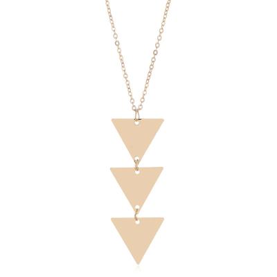 China FASHIONABLE personalized long necklace rose gold bronze European and American wild copper triangle trend sweater pendant chain for sale