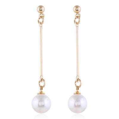 China Fashion Trendy Korean Style Pearl Jewelry Fashion Drop Earrings Pearl Dangle Long Long Rose Gold Earrings 2021 For Women for sale