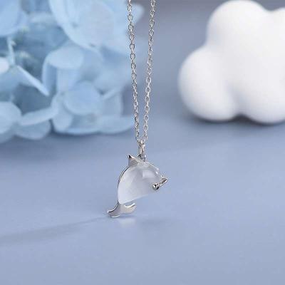 China Fashion High Quality Wholesale TRENDY Shining Dolphin Opal Silver Necklace S925 for sale