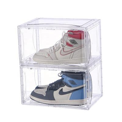 China Wholesale Acrylic Magnetic Clear Plastic Shoe Box Sneaker Storage Stackable Plastic Sustainable Storage Box PET for sale