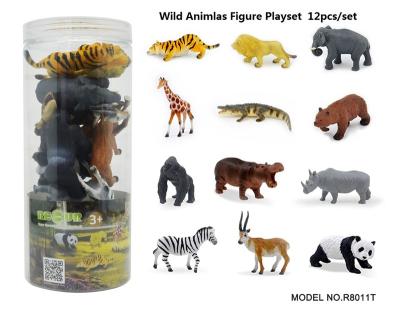 China Mini Animal Model Wild Animals Figure Set Set 12 Pcs Set In Barrel Wholesale OEM for sale