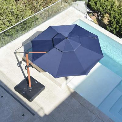 China Hot Sale Modern Aluminum Frame Outdoor Sunshade Wooden Model Roman Parasol For Garden for sale