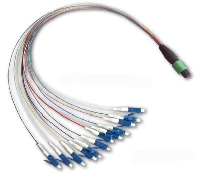 China single connector 4, 8, 12, 24 Fiber MPO - LC Fiber Optic Patch Cord for sale