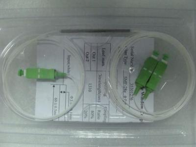 中国 帰りLoss>45dB 1310/1550nm 1×2のさまざまなカップリングの分裂の比率の繊維光学のディバイダー 販売のため