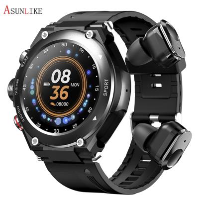 China MP3 Playback 2021 Newest Smart Creative Black Technology Smart Watch With TWS Headphone 2-in-1 Sports Watch Earphone for sale