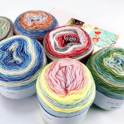 China Recycled the most popular mixed woven crochet color cake cotton yarn is used for manual weaving machine wholesale. for sale