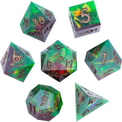 China Wholesale sharp blade dice game dice set dnd polyhedron custom green blue resin rpg sharp blade dice Sharp blade dice for sale