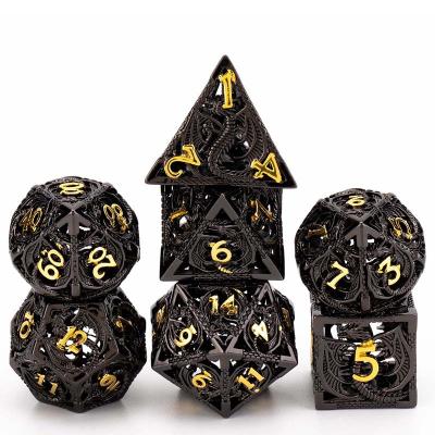 China DND Dragon Hollow Metal Polyhedral Dice cavity set D&D RPG suitable for dungeons and dragons role playing games for sale