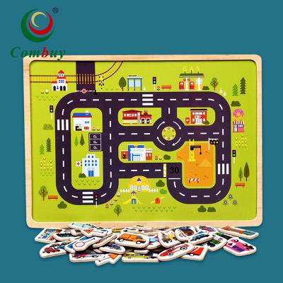 China DIY TOY Traffic Animals Puzzle Educational Magnetic Board Wooden Toys for sale