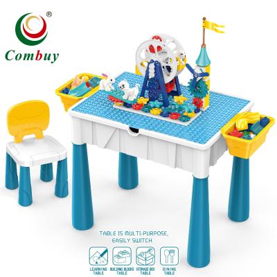 China DIY TOY Education Building Toy Playset Kids Block Table With Chair for sale