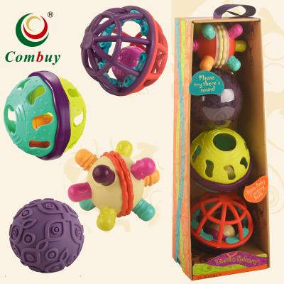 China washable silicone plastic baby rattle teether toys for wholesale for sale