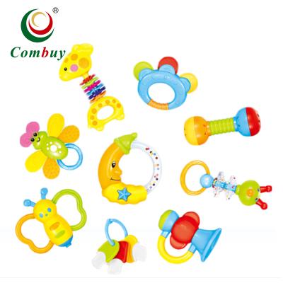 China Toy Wholesale 12pcs Cartoon Gum Bell Teether Baby Rattle Musical Toys for sale