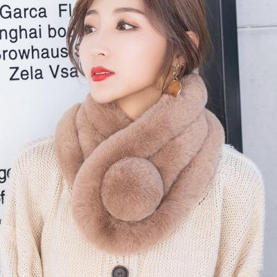 China Daily Life New Winter Faux Fur Rabbit Fur Scarf Ladies Thick Warm Comfortable Solid Color Artificial Scarf for sale