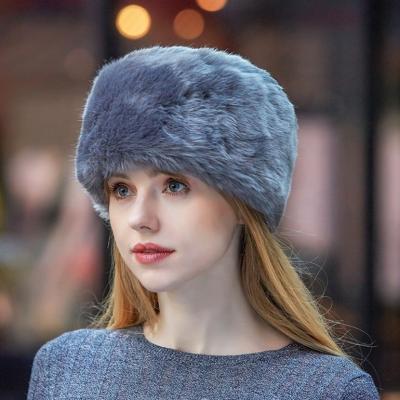 China JOINT Short Thick Warm Women's Winter Faux Fur Dome Hat Faux Fur Fox Fur Basin Imitation Hat for sale