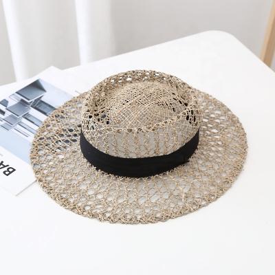 China 2022 image fashion men and women dig salt to grass wide straw hat flat surface brim summer beach breathable hat for sale