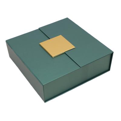 China Recyclable Custom Black Rigid Cardboard Large Flat Factory Storage Paper Luxury Magnetic Folding Gift Box With Ribbon for sale